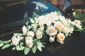 Wedding car decorated with beautiful, luxury flowers Royalty Free Stock Photo