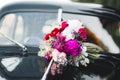 Wedding car decorated with beautiful, luxury flowers Royalty Free Stock Photo