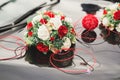 Wedding car decorated with beautiful, luxury flowers Royalty Free Stock Photo