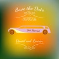 Wedding car over abstract colorful blurred vector background. Royalty Free Stock Photo