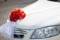 wedding car.Wedding decoration on wedding car.Luxury wedding car decorated with flowers. Royalty Free Stock Photo