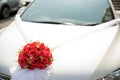 wedding car.Wedding decoration on wedding car.Luxury wedding car decorated with flowers Royalty Free Stock Photo