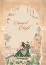 Mughal Wedding Invitation Card. Sangeet night invitation card design for printing vector illustration. Royalty Free Stock Photo