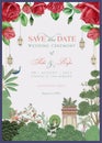 Traditional Indian Mughal wedding invitation card design. Royalty Free Stock Photo