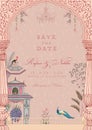 Traditional indian style Mughal wedding invitation card design