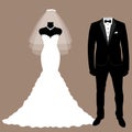 Wedding card with the clothes of the bride and groom. Wedding se Royalty Free Stock Photo