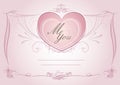 Wedding card invatation card template with pink floral Royalty Free Stock Photo