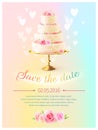 Wedding Card Invitation With Cake Realistic Royalty Free Stock Photo