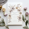 Wedding Card Invitation, featuring dreamy illustrations, romantic watercolor florals, AI Generated Royalty Free Stock Photo