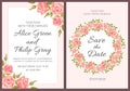 Wedding Card Or Invitation With Floral Background. Postcard In Vintage Style. Elegant Pattern With Rose Flowers, Classic