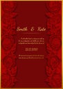 Wedding card lace style on red background