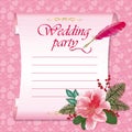 Wedding card with parchment and flowers Royalty Free Stock Photo