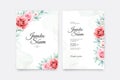 Wedding card set with beautiful flowers and leaves watercolor Royalty Free Stock Photo