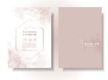 Wedding card set In pink watercolor pattern Rose gold tone leaf pattern, beautiful, sweet, elegant, RSVP. Envelope. Sticker. Sprin