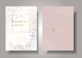 Wedding card set In pink watercolor pattern Rose gold tone leaf pattern, beautiful, sweet, elegant, RSVP. Envelope. Sticker. Sprin