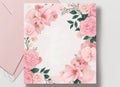 Wedding card template, greeting, elegant pink flower