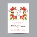 Wedding Card. Tropical Flowers and Pomegranates
