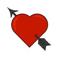 Wedding card. Valentine`s Day. Heart with an arrow. Romantic declaration of love