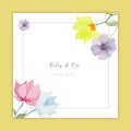 Wedding card with watercolor flower