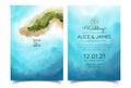 Wedding cards, invitations. Save the date ocean and island style designs. Romantic seaside summer wedding background Royalty Free Stock Photo