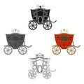 Wedding carriage. A carriage for the bride and groom.Wedding single icon in cartoon,black style vector symbol stock Royalty Free Stock Photo