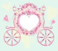 Wedding carriage heart shaped decorated with roses