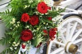 Wedding Carriage With Huge Bouquet On Side Royalty Free Stock Photo