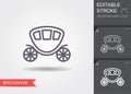 Wedding carriage. Line icon brougham with editable stroke