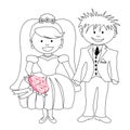 Wedding - cartoon bride and groom Royalty Free Stock Photo