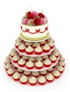 Wedding celebration cake with cupcakes Royalty Free Stock Photo