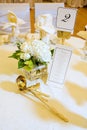 Wedding Centerpiece and Menu Royalty Free Stock Photo