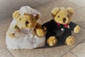 Newlywed teddy bears couple.