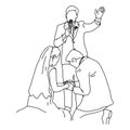 Wedding ceremony with bride groom and priest vector illustration sketch doodle hand drawn with black lines isolated on white Royalty Free Stock Photo