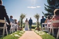 Wedding ceremony and celebration. Bride and groom Bride and Groom are walking away Royalty Free Stock Photo