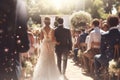 Wedding ceremony and celebration. Bride and groom Bride and Groom are walking away Royalty Free Stock Photo