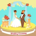 Wedding Ceremony. Vector Flat Illustration.