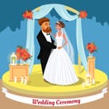 Wedding Ceremony Flat Invitation Postcard Concept