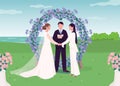 Wedding ceremony for lesbian couple flat color vector illustration Royalty Free Stock Photo