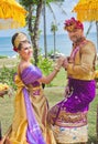 Wedding ceremony of mature couple dressed in Balinese costume Royalty Free Stock Photo