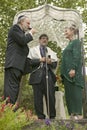 Wedding ceremony under a canopy with Rabbi, bride and groom at a traditional Jewish wedding in Ojai, CA Royalty Free Stock Photo