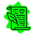 Wedding certificate, marriage contract line icon