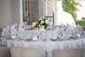 Wedding Chairs and covers at an outdoor wedding Royalty Free Stock Photo