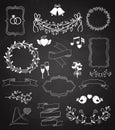 Wedding chalkboard Banners and Ribbons set Royalty Free Stock Photo