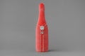 Wedding wine bottle Decorated with velvet in coral color
