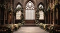 wedding chapel hall flowers church, ai Royalty Free Stock Photo