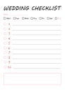 Wedding checklist. Empty planner for party organization, illustration