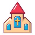 Wedding church icon, cartoon style