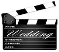 Wedding Clapperboard Over A White Backgrpund