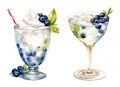 Wedding cocktail, watercolor clipart illustration with isolated background