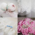 Wedding collage with bridal accessories, bride's